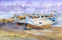 Momin Waseem, 14 x 21 Inch, Water Color on Paper, Seascape Painting, AC-MW-017